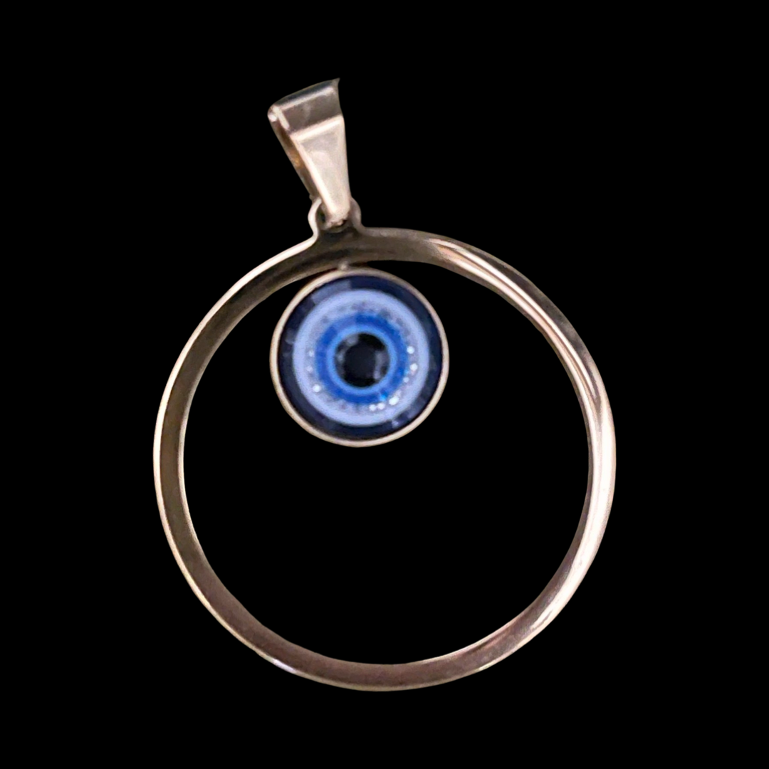 PENDANT CIRCLE WITH EYE 37X33 STAINLESS STEEL GOLD PLATE  1 PC