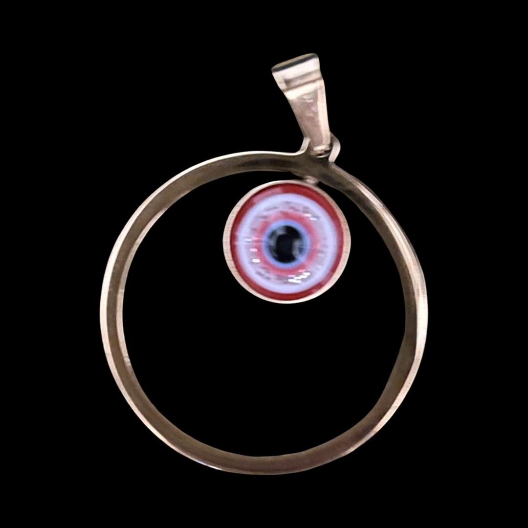 PENDANT CIRCLE WITH EYE 37X33 STAINLESS STEEL GOLD PLATE  1 PC