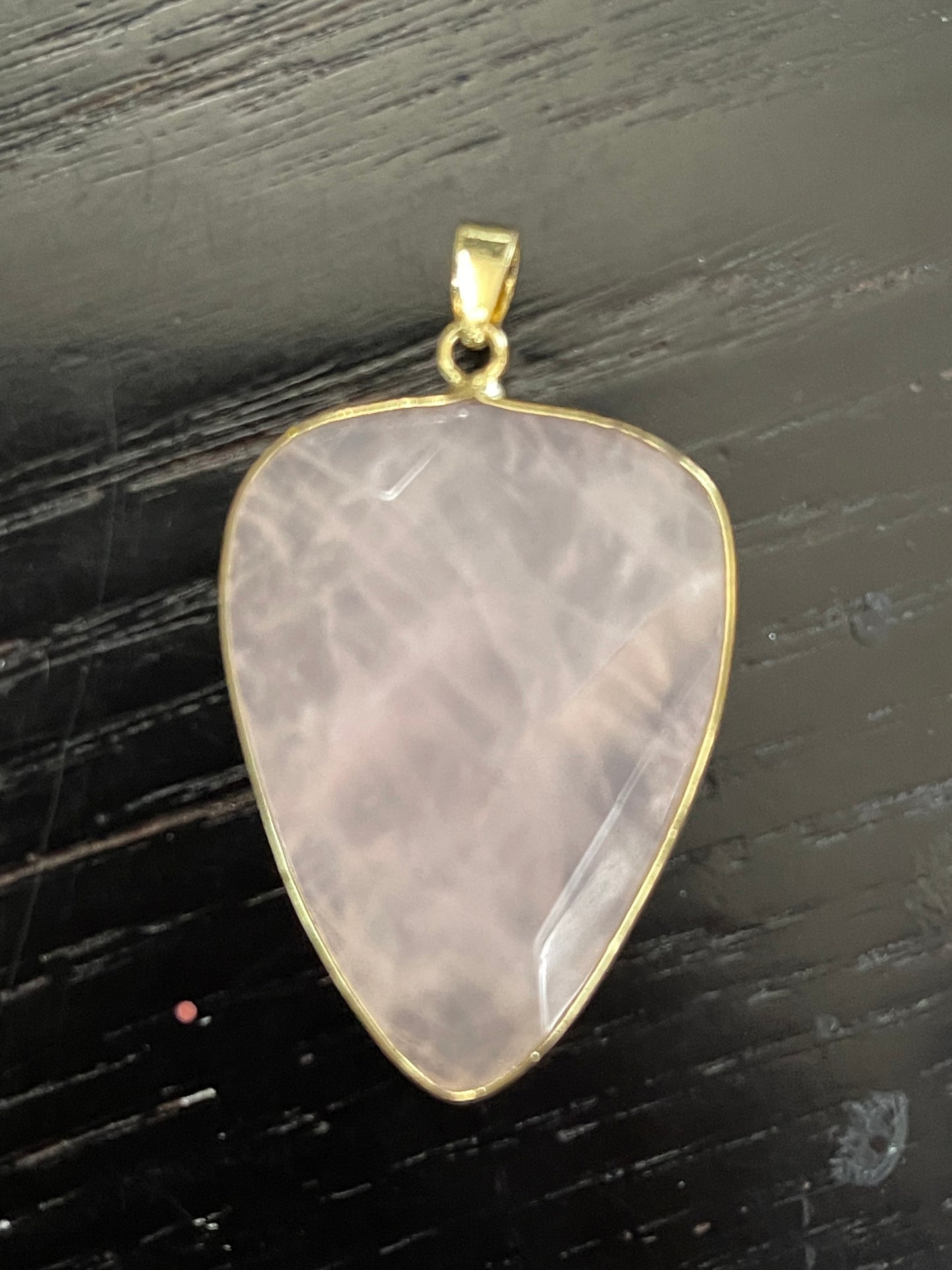 PENDANT ROSE QUARTZ GOLD PLATE 40 MM 1 PC