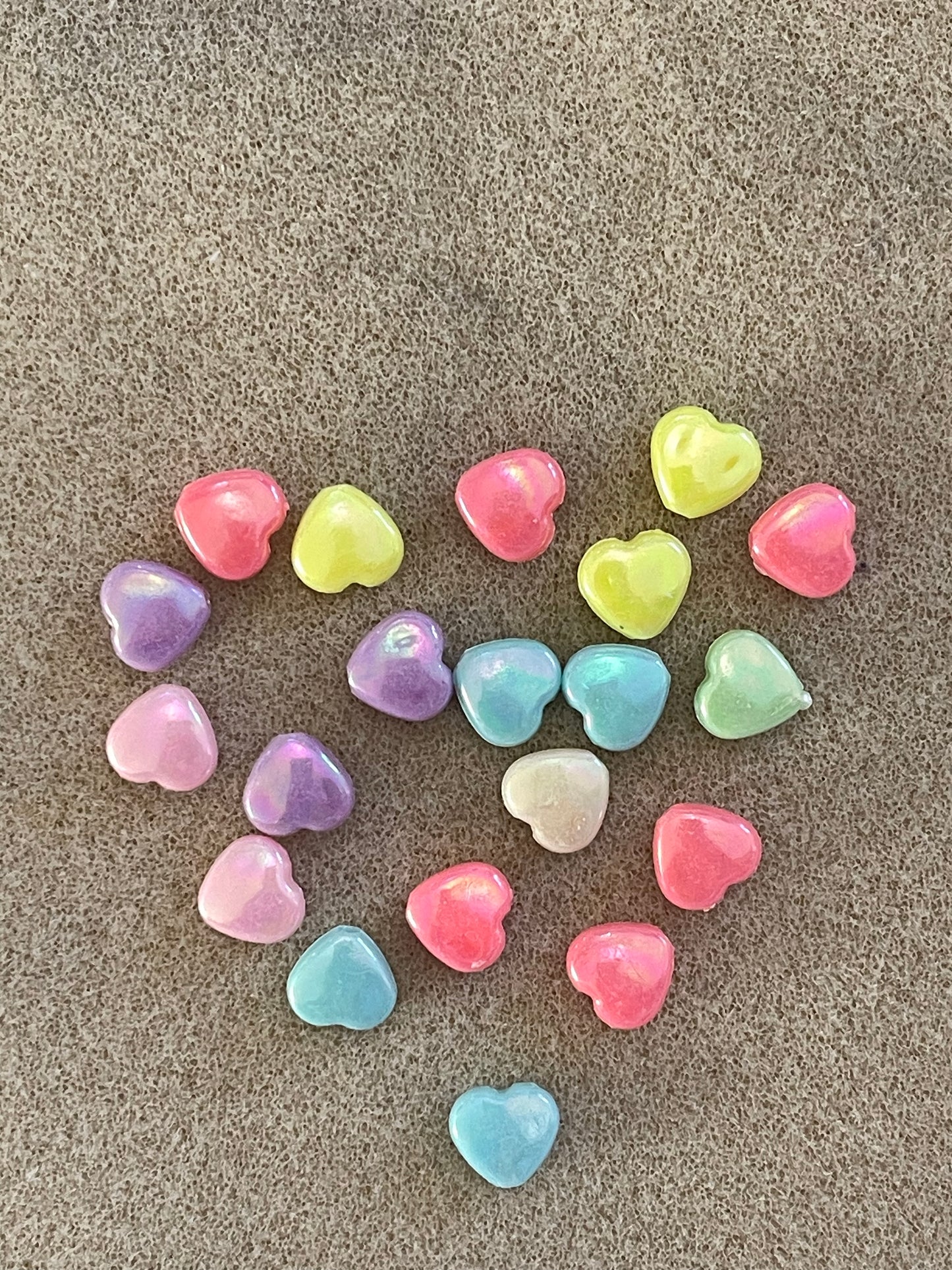 HEART ACRYLIC BEAD OPAQUE COLORS MIX 20PC