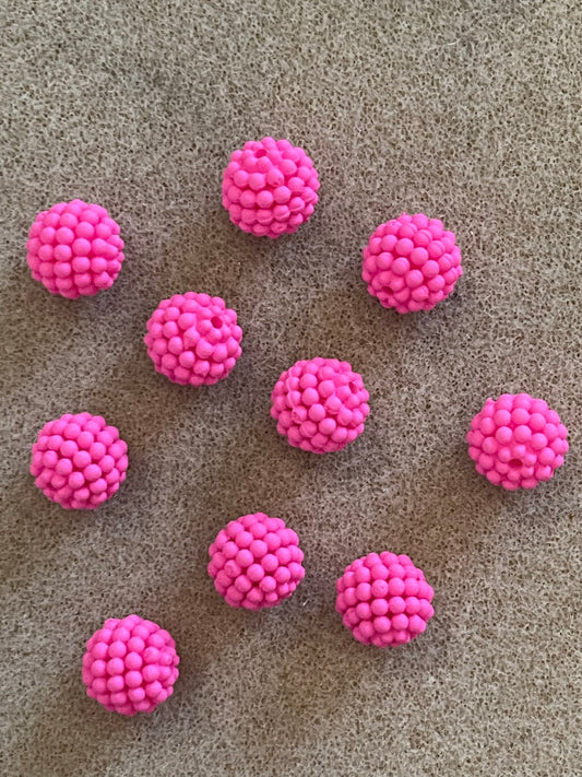 BERRY ROUND BEADS FUCHSIA 12MM 10 PC