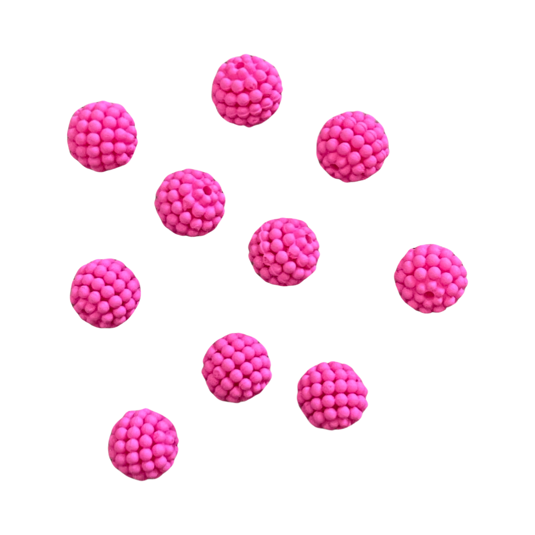 BERRY ROUND BEADS FUCHSIA 12MM 10 PC