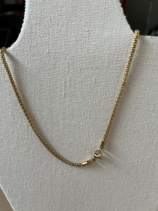 Popcorn chain necklace stainless steel gold plate 17.7 inches