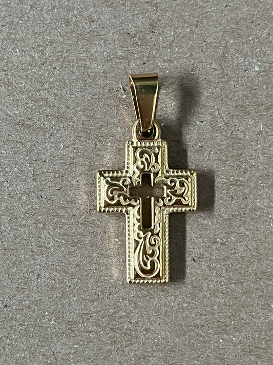 Cross pendant stainless steel gold plate 23x14 mm 1 pc