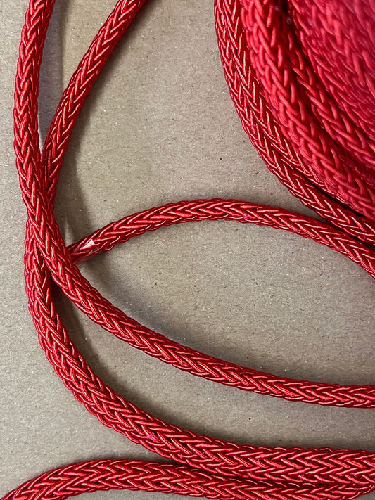 CORD POLYESTER 6X3MM TOMATO RED PER YARD