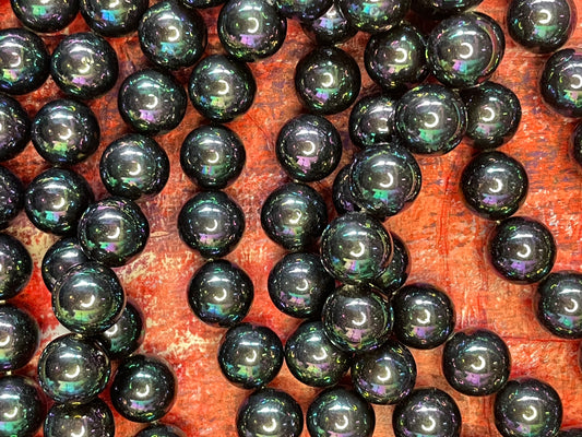 BLACK PEARL SHELL ROUND 12 MM 1 STRAND ABOUT 34 PC