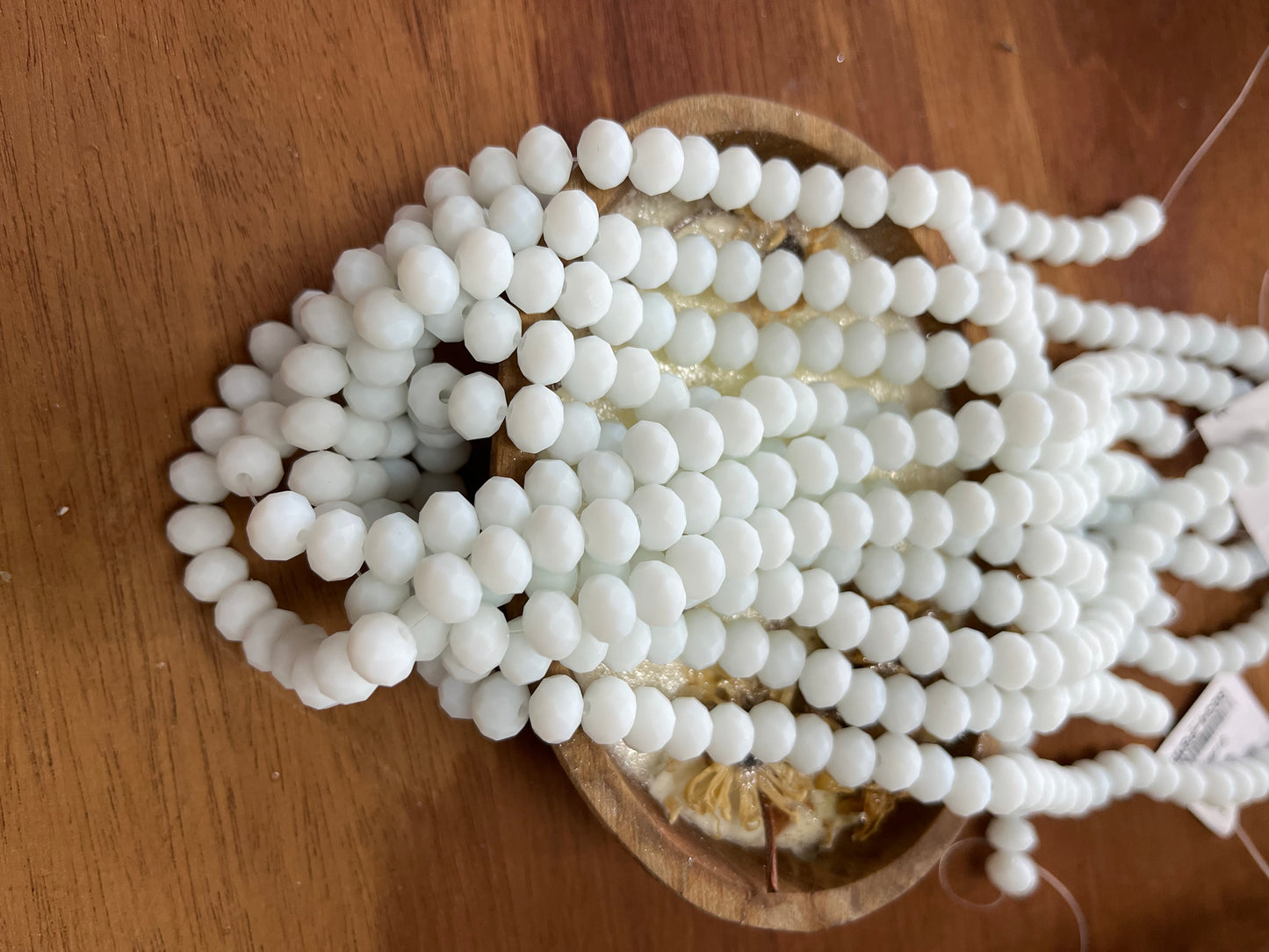 GLASS RONDELLE 8MM WHITE MATTE 1 STRAND