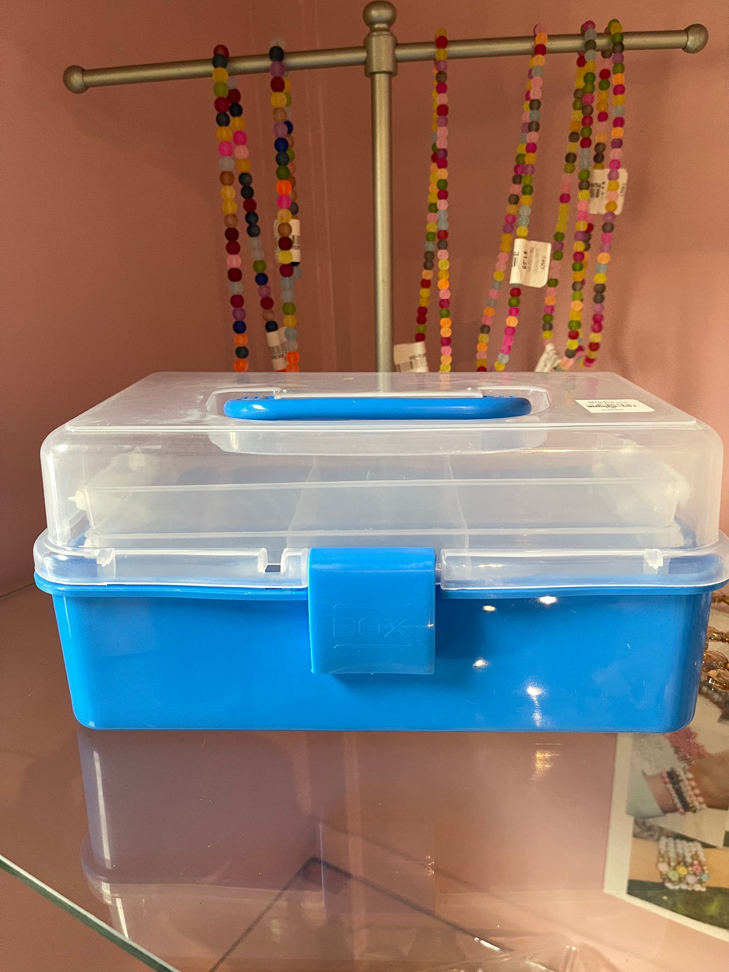 STORAGE BOX PLASTIC BLUE 3 LEVELS 28X16X13 CM