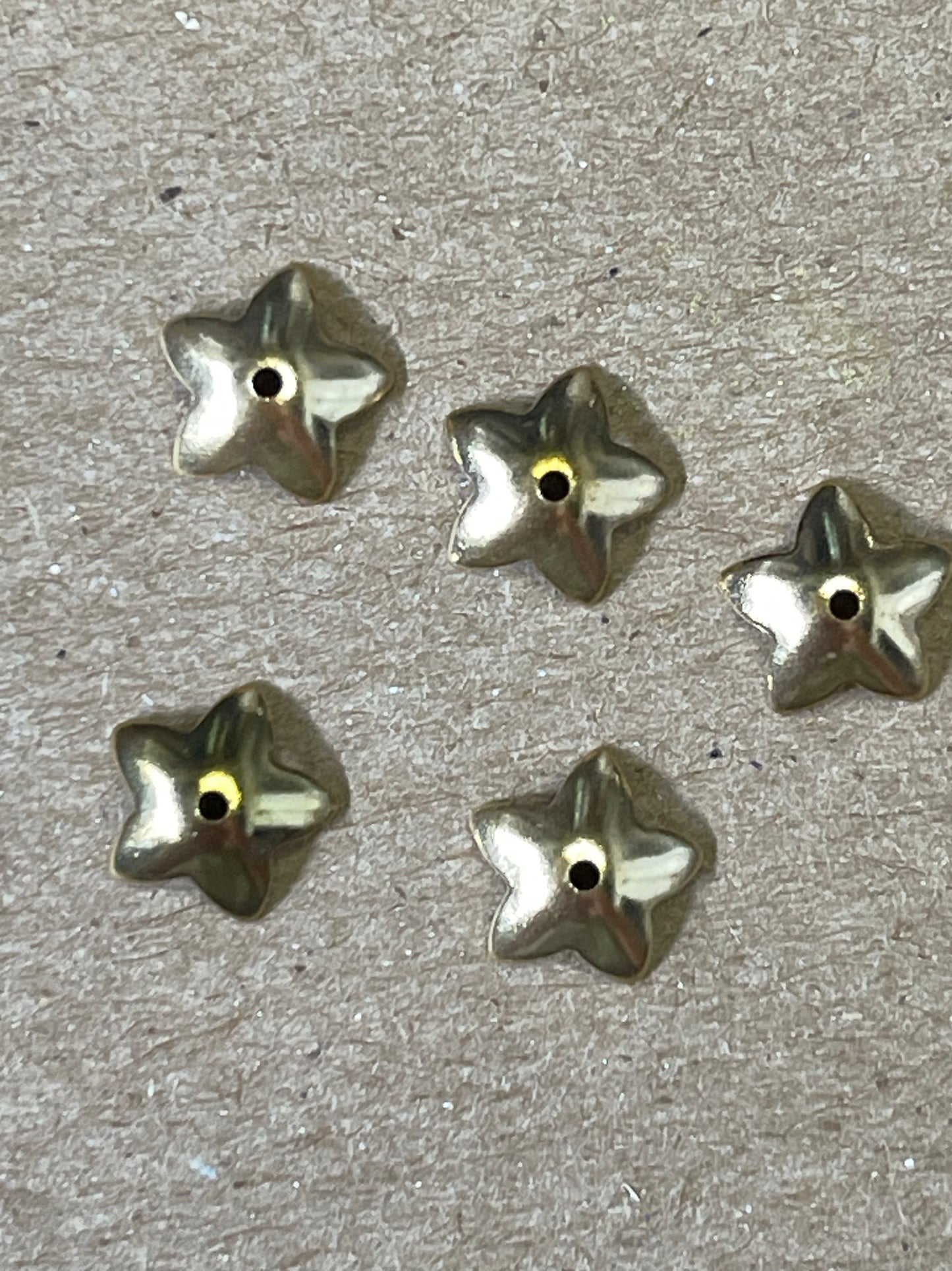 BEAD CAP 7X7 MM FLOWER 5 PETALS GOLD PLATE 10 PC