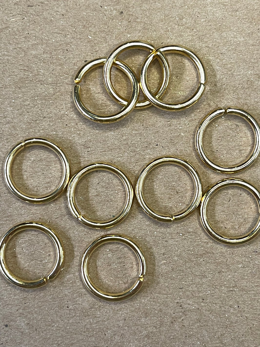 JUMPRING 15MM STAINLESS STEEL GOLD PLATE 24 KT 10 PC