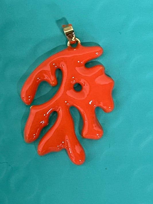 PENDANT CORAL BRANCH  ENAMEL GP 18KT  35X26MM  1 PC
