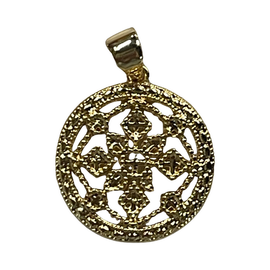 PENDANT ROUND GP 18KT FILIGREE  1 PC