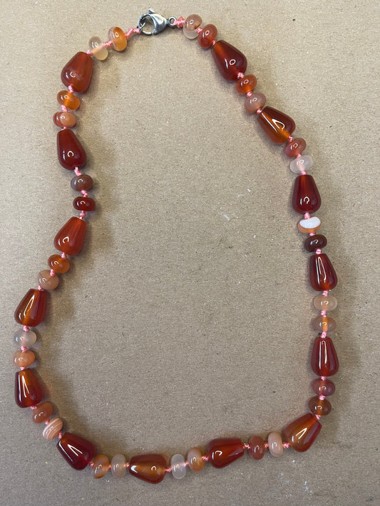 NECKLACE CARNELIAN TEARDROP