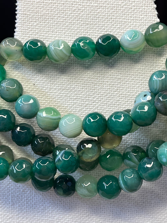 AGATE 10 MM ROUND SPRING GREEN 37 PCS PER 1 STRAND