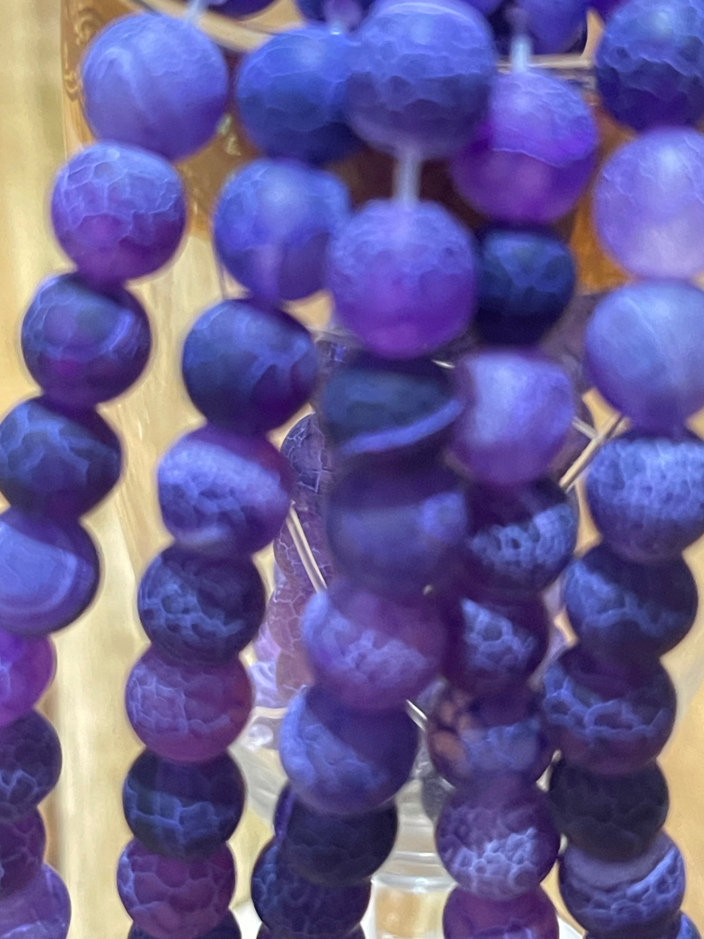 AGATE 8MM ROUND FROSTED BLUE VIOLET 47 PC PER 1 STRAND