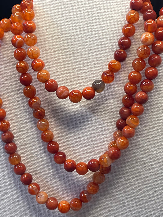 Agate 10mm round orange red 40 pcs per 1 strand