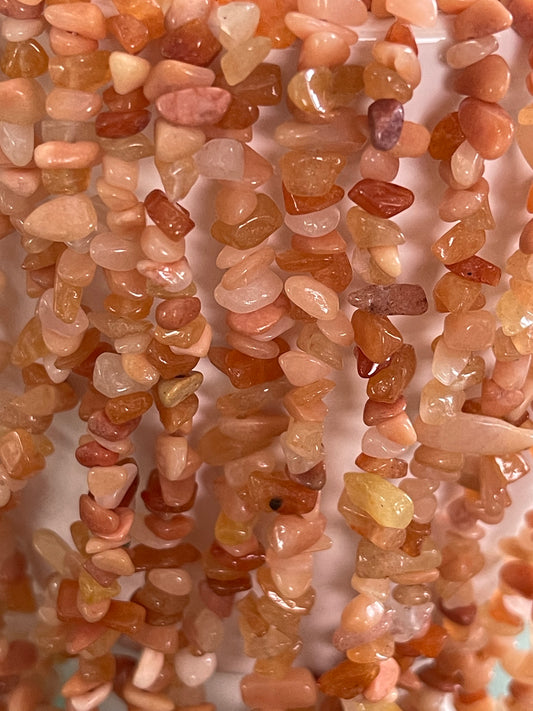 PINK AVENTURINE CHIP 4-12MM PER 1 STRAND