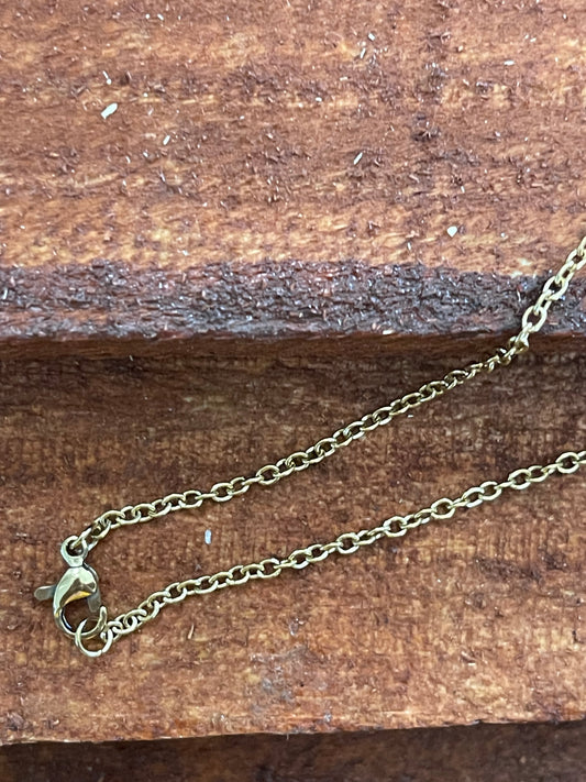 NECKLACE CABLE CHAIN STAINLESS STEEL GOLDEN 2MM 19 INCHES 1 PC