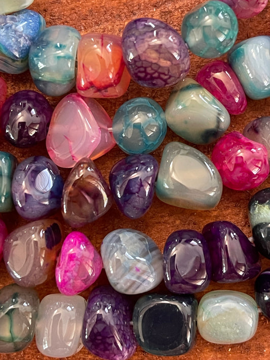 AGATE 6-13MM PEBBLES MIXED COLOR 22 PC PER 1 STRAND