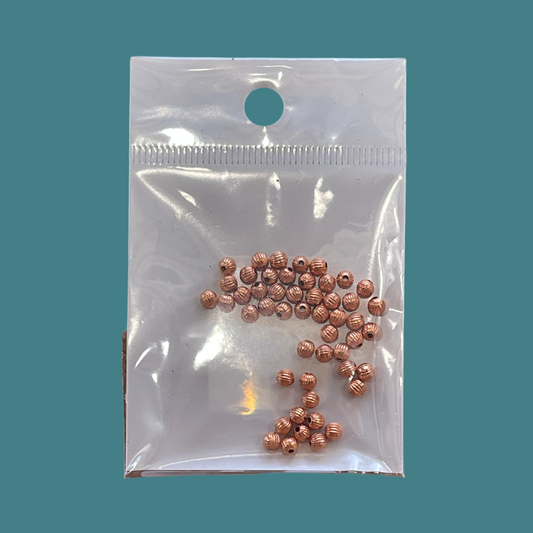 Connector 3mm round copper corrugated 50 pc