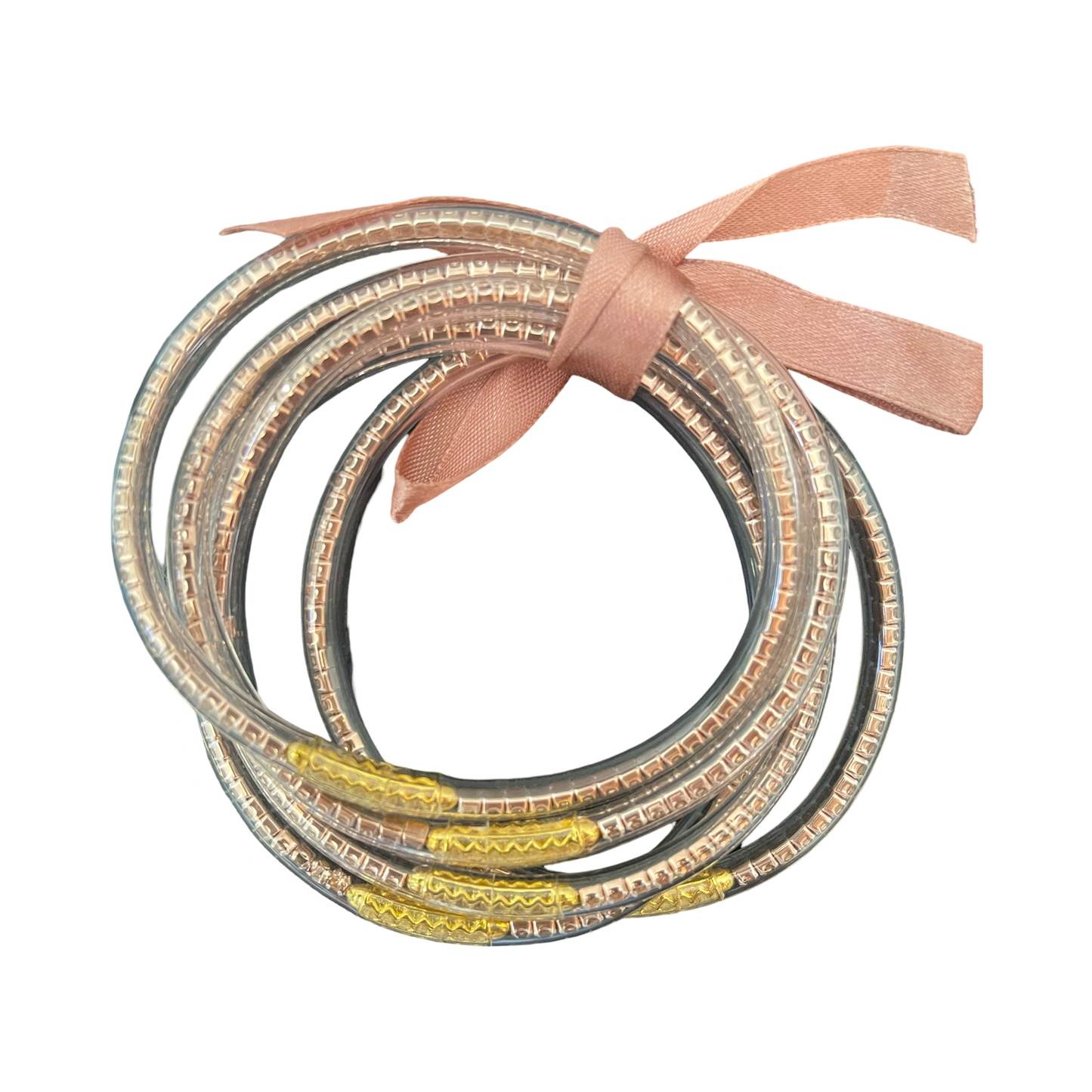 BANGLE  PLASTIC LOOPS COPPER BEADS 5 PC SET