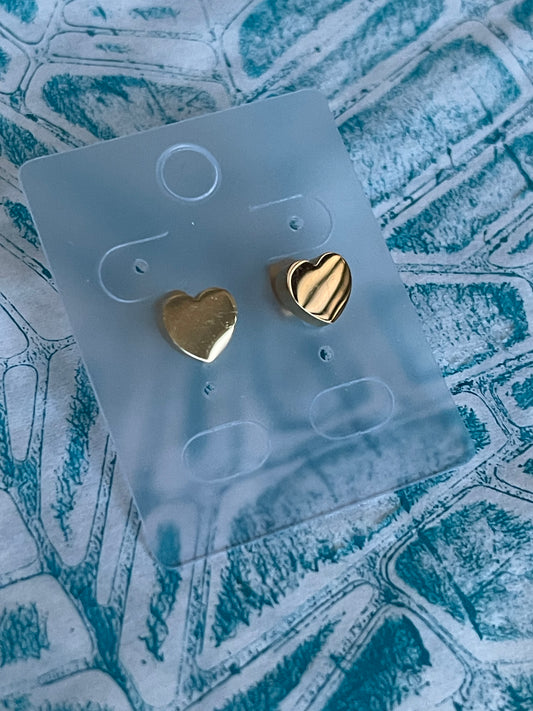 STUD EARRINGS STAINLESS STEEL GOLD HEART MINI 1 PAIR