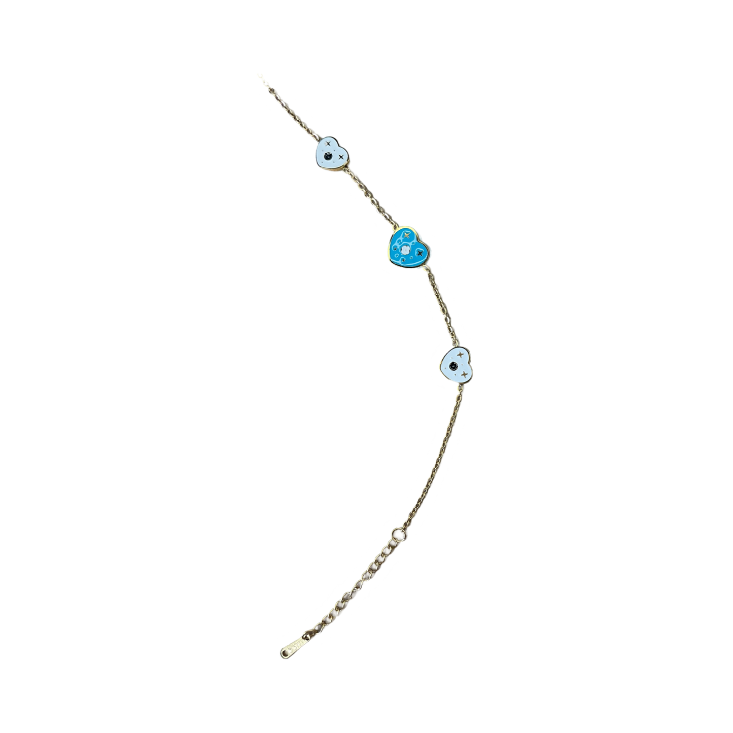 Bracelet chain stainless steel 3 enamel hearts