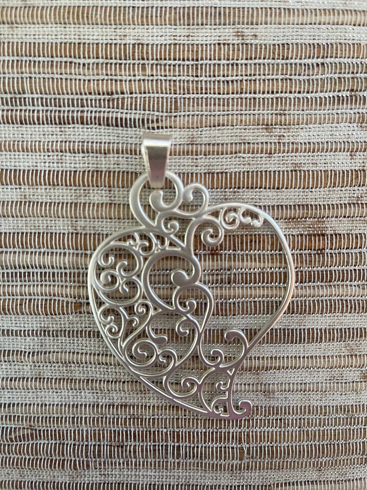 Big heart pendant 925 silver matte filigree 80 mm 1 pc