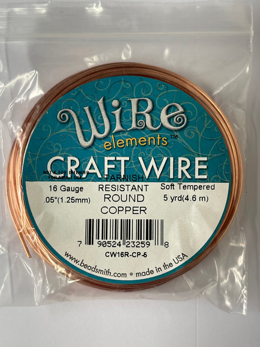 CRAFT WIRE 16 GA NATURAL COPPER 5 YD