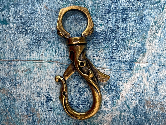 KEYCHAIN HOOK ANTIQUE GOLD 1PC