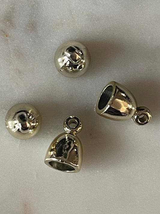 CORD END WITH LOOP OVAL GOLD PLATE 12x8MM  5.5 MM HOLE 4PC