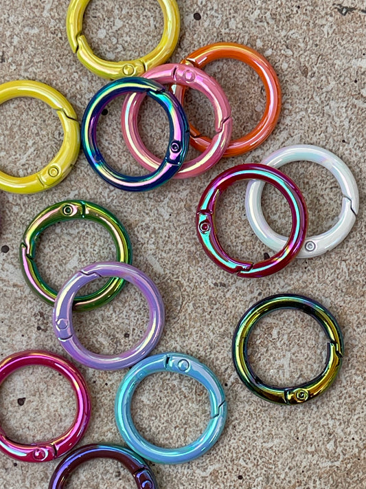 RING CLASP 24mm ENAMEL MULTICOLORS 3 PC