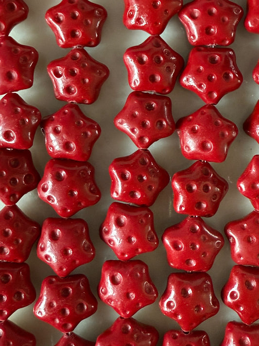 CORAL RED  STAR SYNTHETIC 15X15MM 1 STRAND