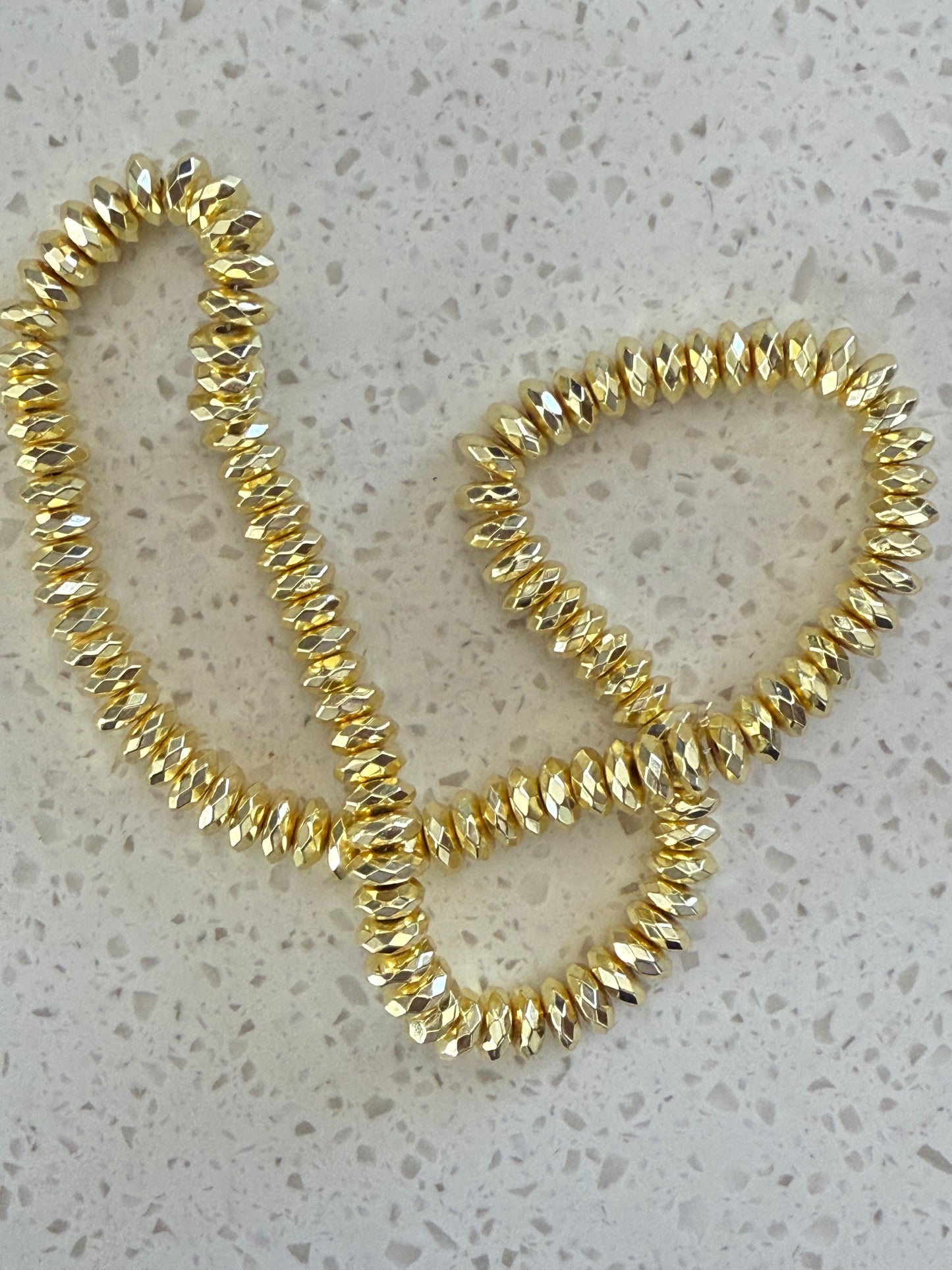 HEMATITE RONDELLE 7-8MM GOLD PLATE FACETED 1 STRAND