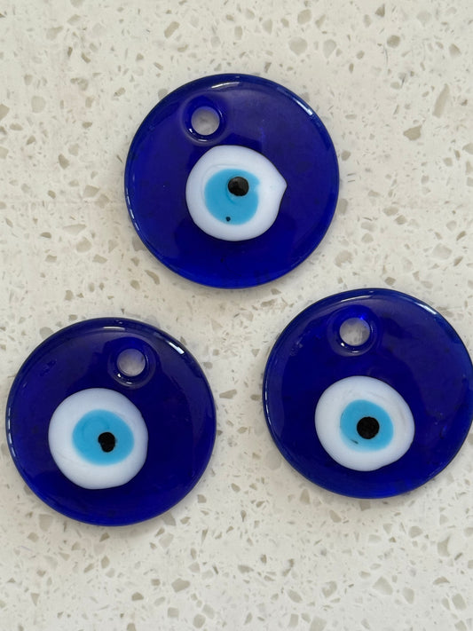 LAMPWORK PENDANT  EVIL EYE DARK BLUE 40 MM 1PC