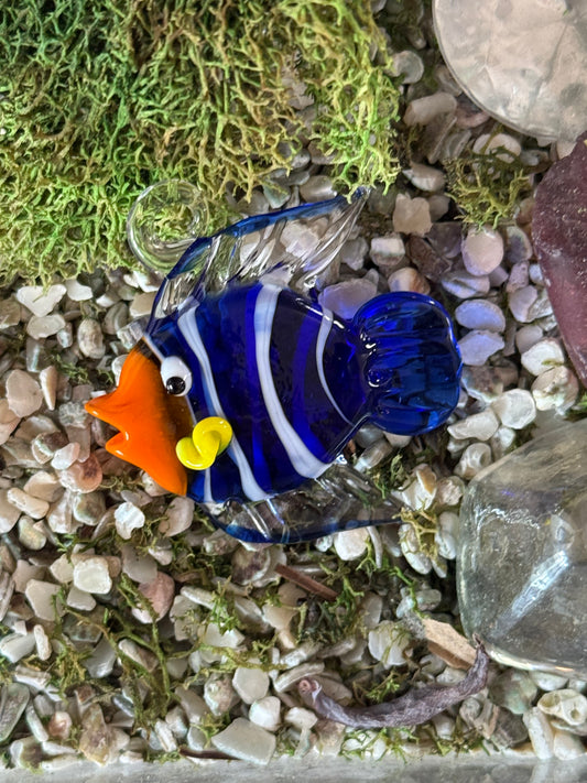 LAMPWORK GLASS  PENDANT BLUE FISH 38MM 1 PC