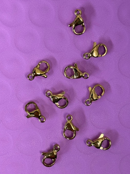 LOBSTER 9X6MM STAINLESS STEEL GP 18KT  10 PC