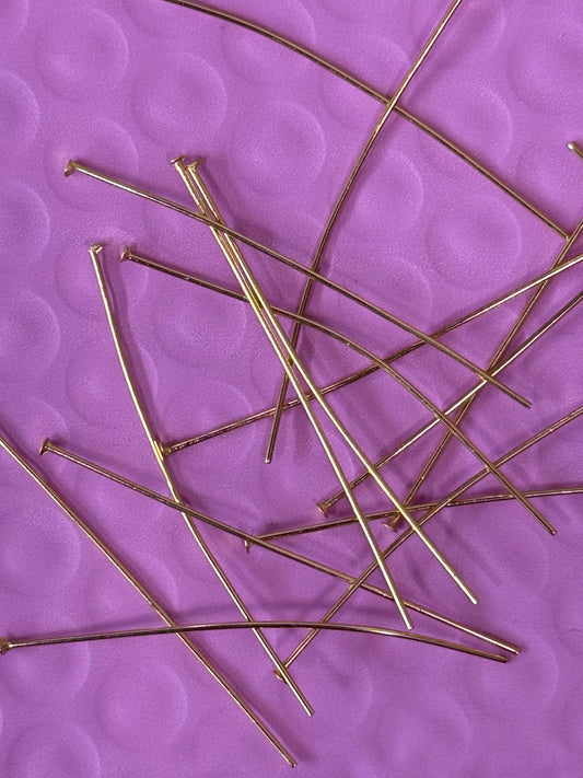 HEADPIN STAINLESS STEEL GOLD PLATED 18KT 50MM  20 PC