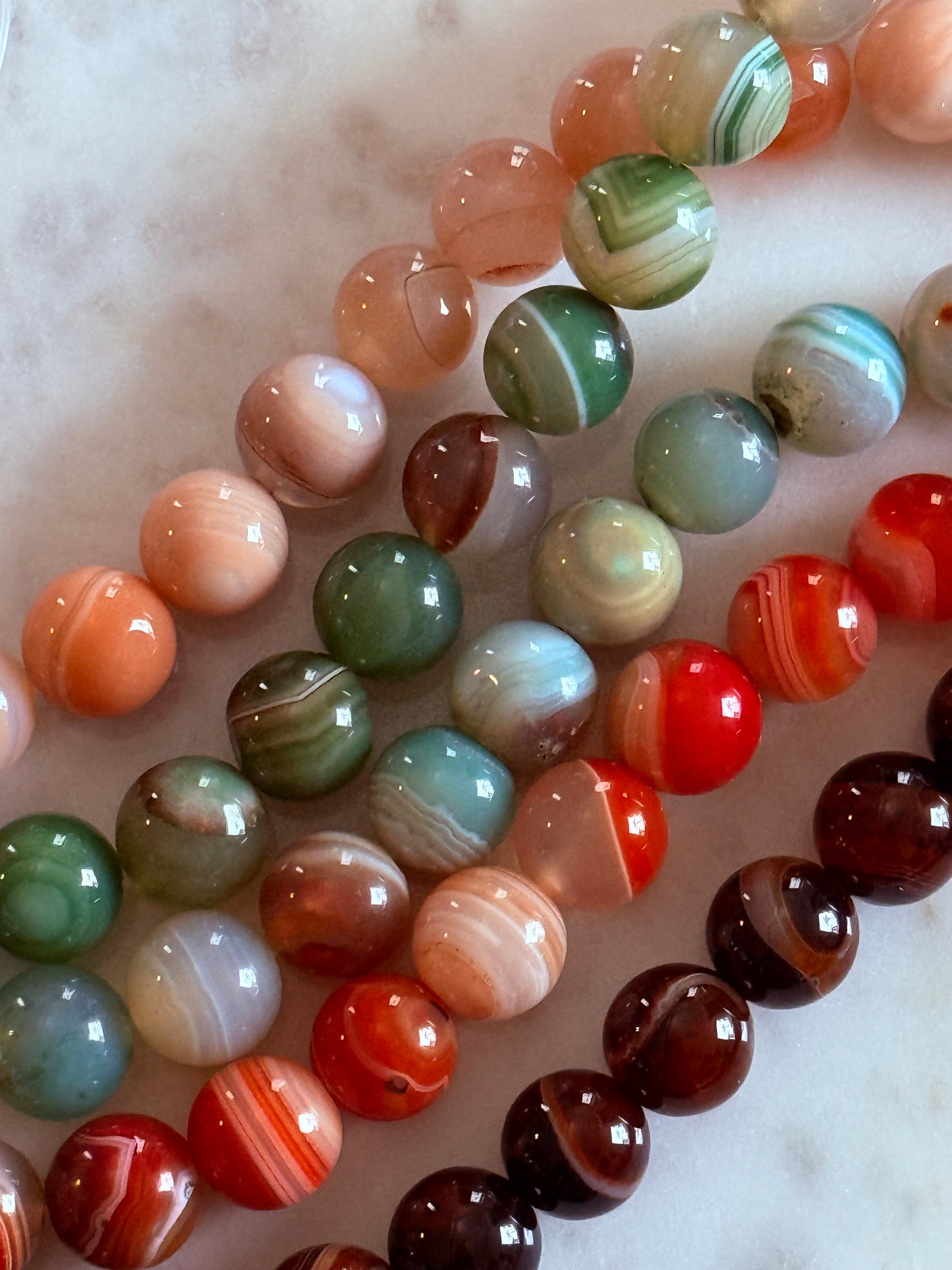 AGATE 12MM ROUND BRIGHT COLORS ABOUT 32 BEADS PER 1 STRAND