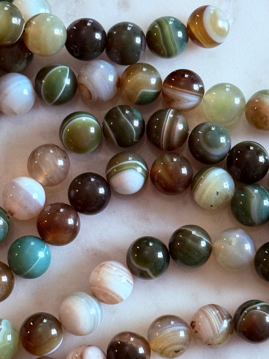 AGATE 12MM ROUND BLUE GREEN COLORS ABOUT 38 BEADS PER 1 STRAND