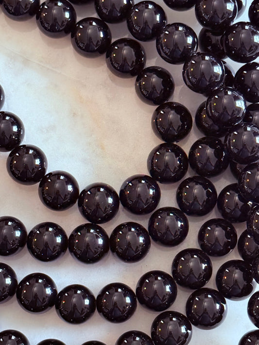 BLACK ONYX 12MM ROUND ABOUT 33 BEADS PER 1 STRAND
