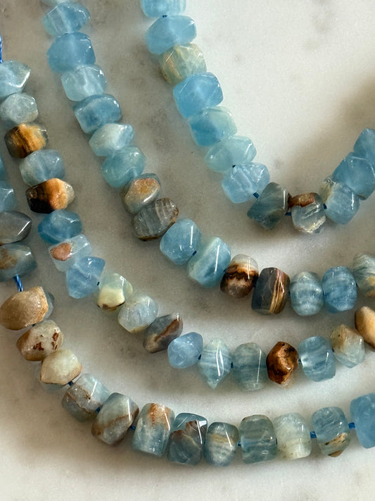 BLUE CALCITE NUGGET 7-8MM ABOUT 25-28 BEADS PER 1 STRAND