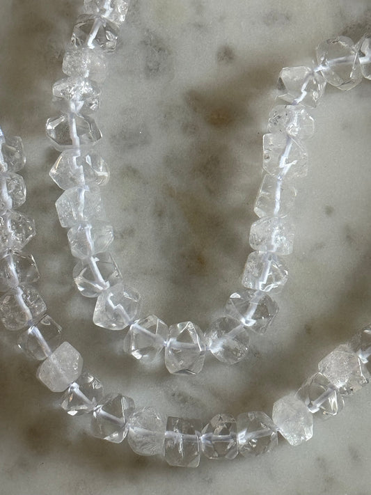 CRYSTAL QUARTZ NUGGET 7-8MM ABOUT 25-28 BEADS PER STRAND