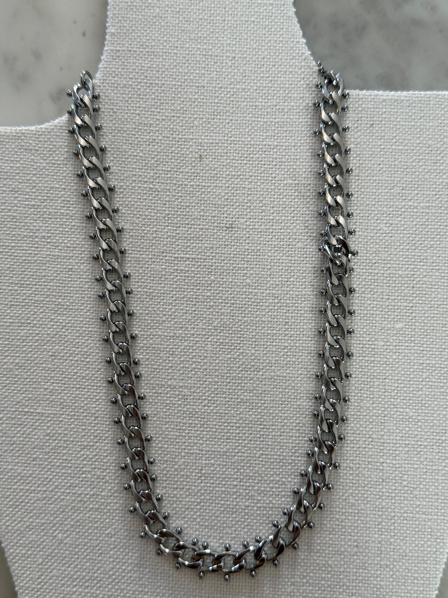 NECKLACE CUBAN CHAIN STAINLESS STEEL 14.8 INCHES