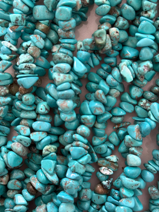 TURQUOISE CHIP 5-8MM SYNTHETIC 31.5 INCHES STRAND