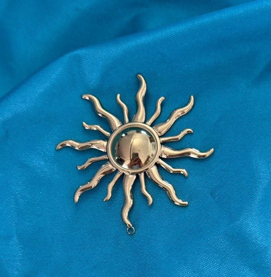 PENDANT SUN STAINLESS STEEL GOLD PLATE 42MM 1 PC