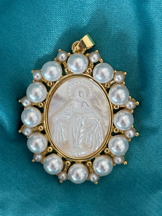 MEDAL PENDANT SST OVAL HOLY VIRGIN MARY   1 PC