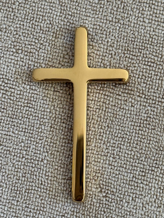 PENDANT CROSS 54MM STAINLESS STEEL GOLD PLATED 1 PC