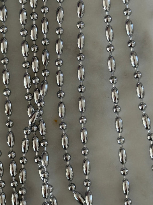 NECKLACE BALL CHAIN OVAL STAINLESS STEEL  INCHES 1 PC