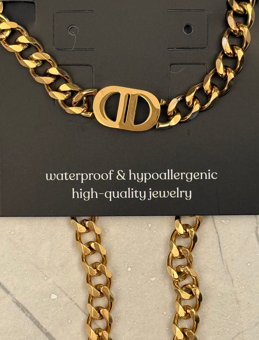 NECKLACE CUBAN CHAIN GP 18KT MEDIUM SIZE 1 PC